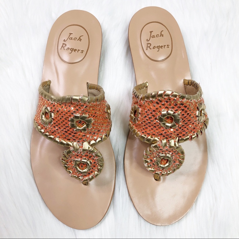 Jack Rogers Carissa Firecoral Gold Thong Sandal - Picture 6 of 7